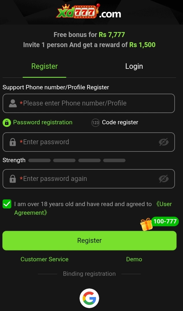 XD777 Game Register