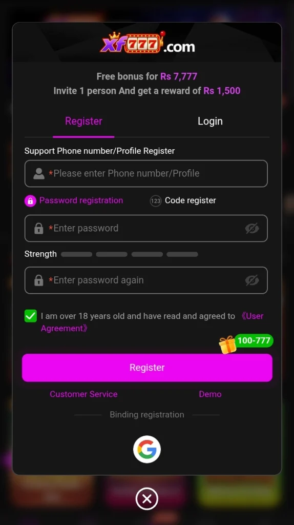 XF777 Game Register